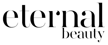 Der stilisierte schwarze Text auf weißem Hintergrund lautet "Ewige Schönheit", wobei "Ewig" in einer großen Serifenschrift und "Schönheit" in kleineren, eleganten Serifenbuchstaben unterhalb der rechten Seite steht.