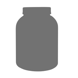 Eine solide graue Silhouette eines Einmachglases mit einem breiten Körper, der sich zum Deckel hin verjüngt, dargestellt auf einem weißen Hintergrund.